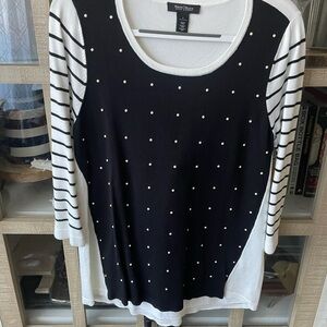 White House Black Market Black and White Polka Dot Sweater